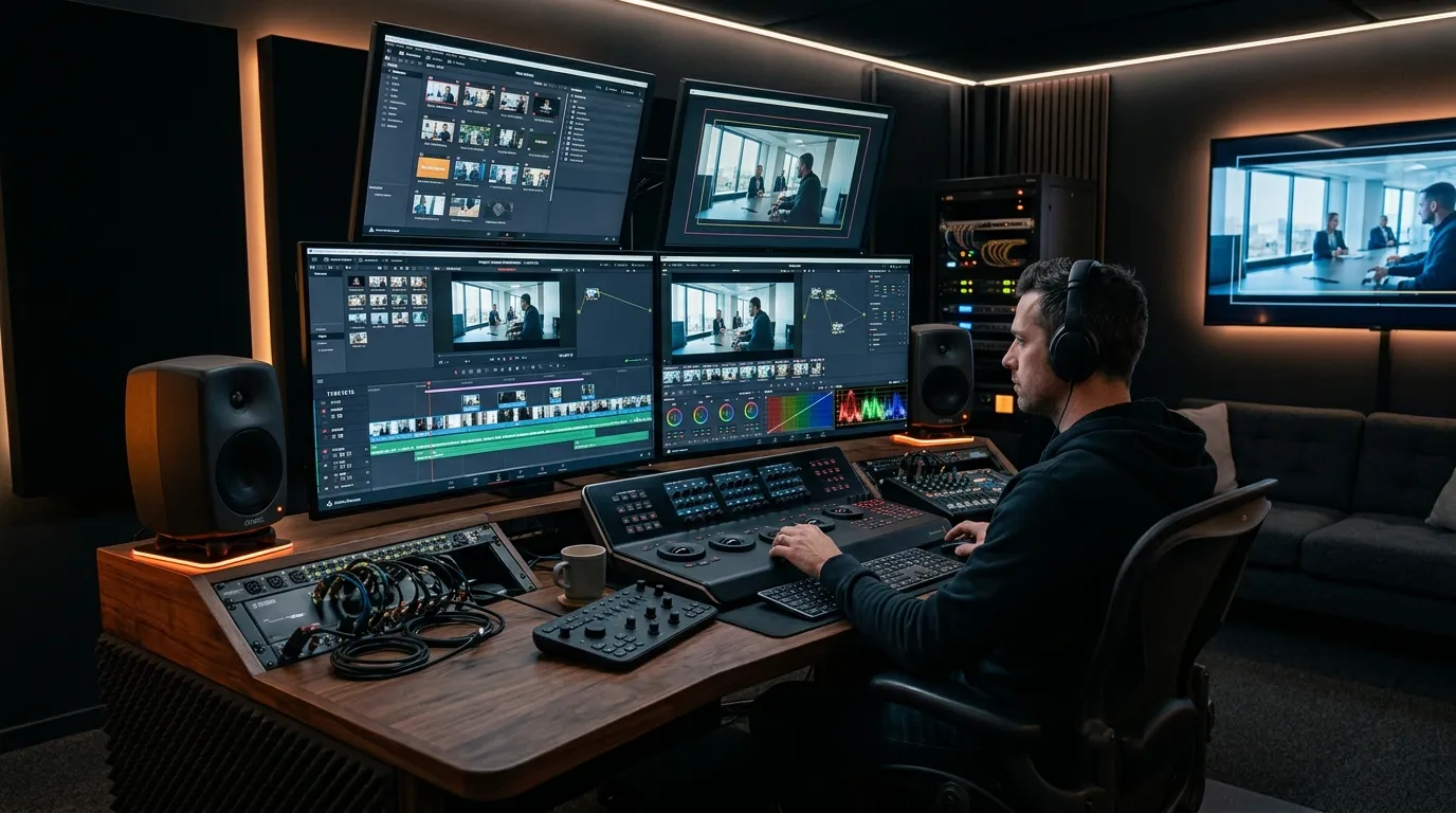 Professional Video Editing Suite and Corporate Film Timeline
